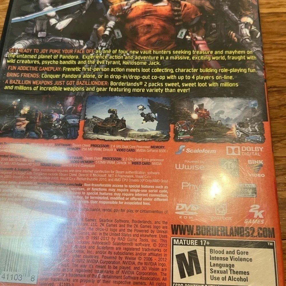 Borderlands 2 DVD disc and case and booklet for PC. Great condition